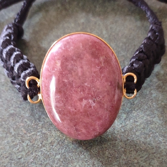 Pink Rhodonite  Adjustable Bracelet - Picture 2 of 5
